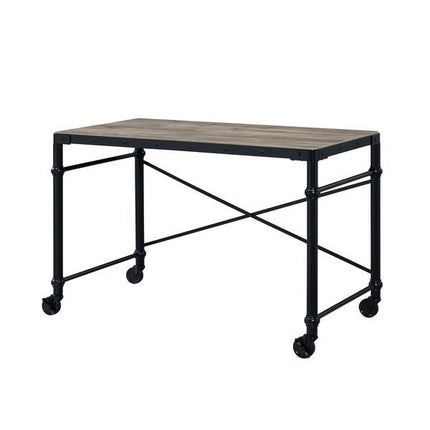 Oklarth - Writing Desk - Rustic Oak & Black Finish ACME 