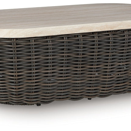 Kimora - Beige / Dark Brown - Rectangular Cocktail Table Signature Design by Ashley® 