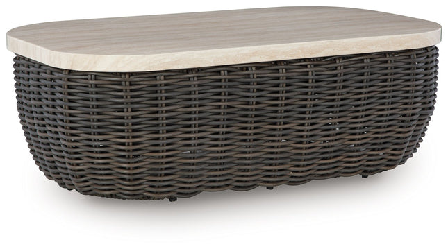 Kimora - Beige / Dark Brown - Rectangular Cocktail Table Signature Design by Ashley® 