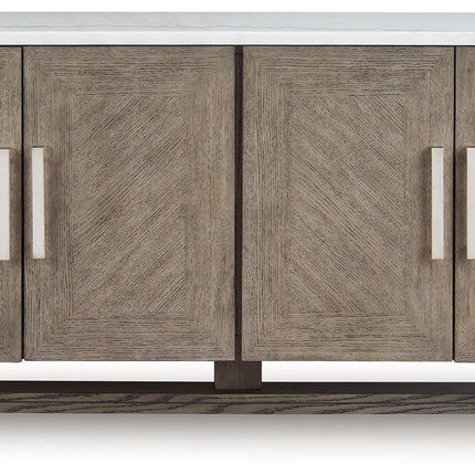 Loyaska - Grayish Brown / White - Extra Large TV Stand Signature Design by Ashley® 