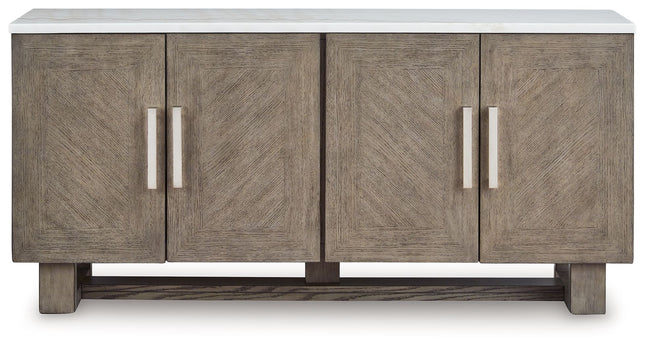 Loyaska - Grayish Brown / White - Extra Large TV Stand Signature Design by Ashley® 