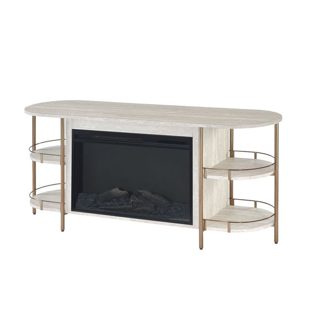 Valene - Console Table With Fireplace - White ACME 