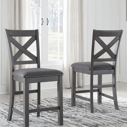 Myshanna - Gray - Upholstered Barstool (Set of 2) Signature Design by Ashley® 