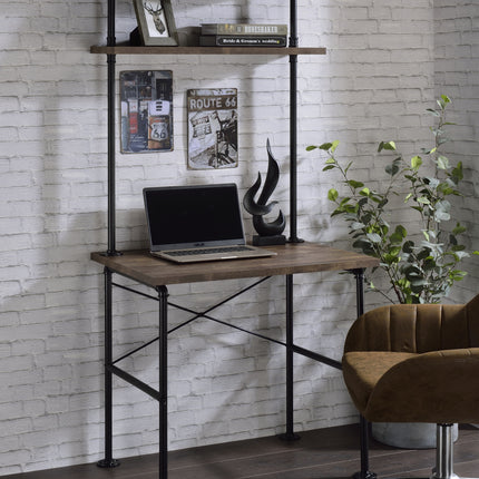 Ensata - Writing Desk - Rustic Oak & Black Finish - Tony's Home Furnishings