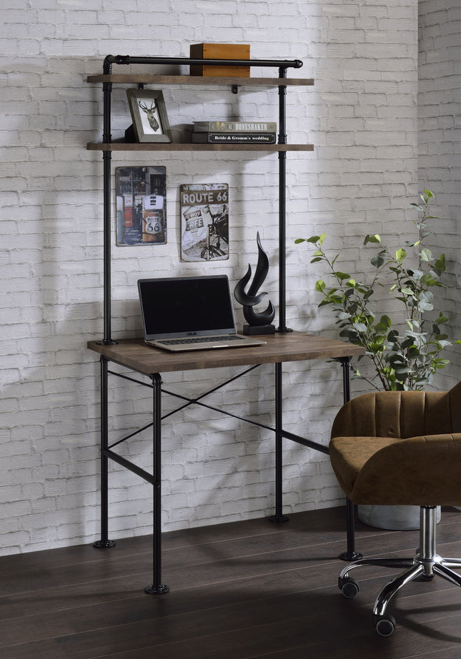 Ensata - Writing Desk - Rustic Oak & Black Finish - Tony's Home Furnishings