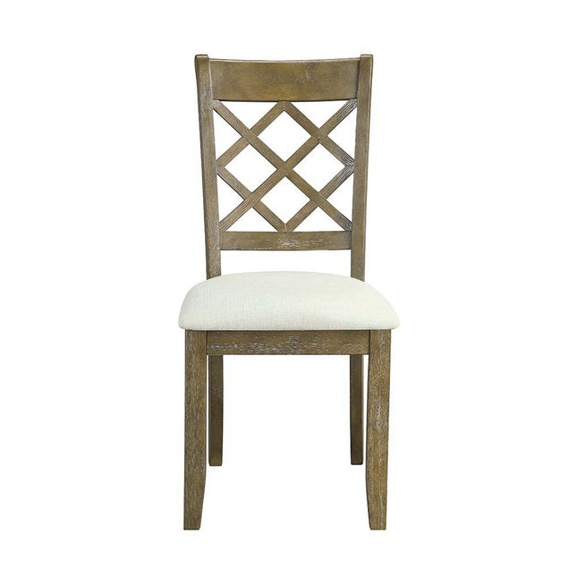 Karsen - Side Chair (Set of 2) - Beige Linen & Rustic Oak Finish ACME 