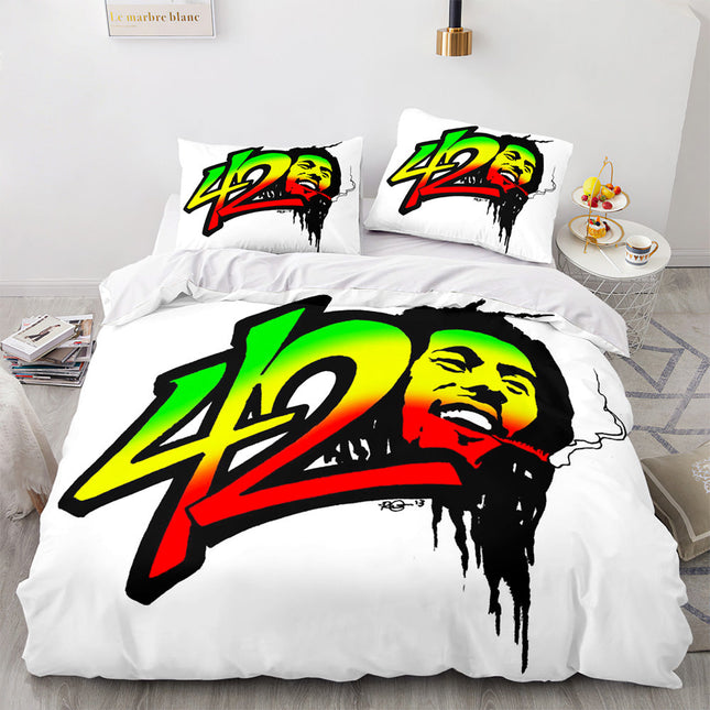 420 weed plant 3 Piece Bedding Sets Quilt Cover Without Filler