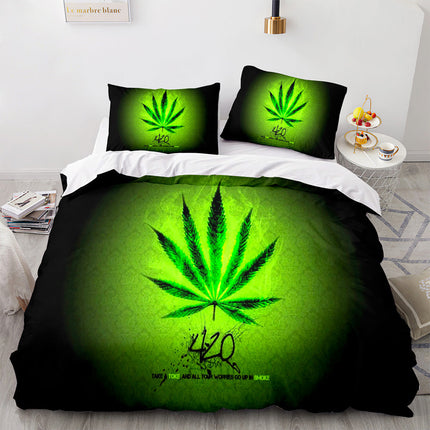 420 weed plant 3 Piece Bedding Sets Quilt Cover Without Filler