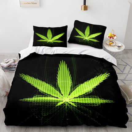 420 weed plant 3 Piece Bedding Sets Quilt Cover Without Filler