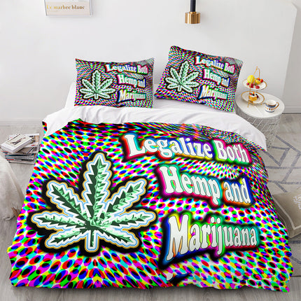 420 weed plant 3 Piece Bedding Sets Quilt Cover Without Filler