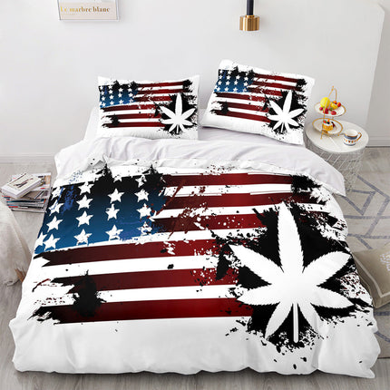 420 weed plant 3 Piece Bedding Sets Quilt Cover Without Filler