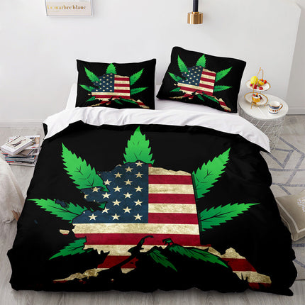 420 weed plant 3 Piece Bedding Sets Quilt Cover Without Filler