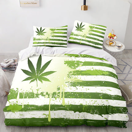 420 weed plant 3 Piece Bedding Sets Quilt Cover Without Filler