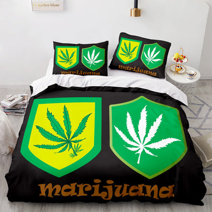 420 weed plant 3 Piece Bedding Sets Quilt Cover Without Filler