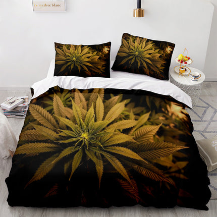 420 weed plant 3 Piece Bedding Sets Quilt Cover Without Filler