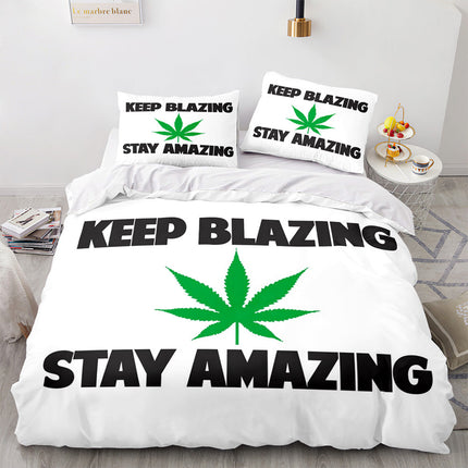 420 weed plant 3 Piece Bedding Sets Quilt Cover Without Filler