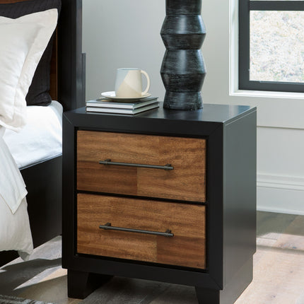 Kraeburn - Brown / Black - Two Drawer Night Stand Benchcraft® 