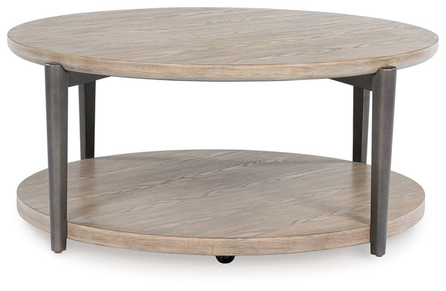 Dyonton - Light Grayish Brown - Round Cocktail Table Signature Design by Ashley® 