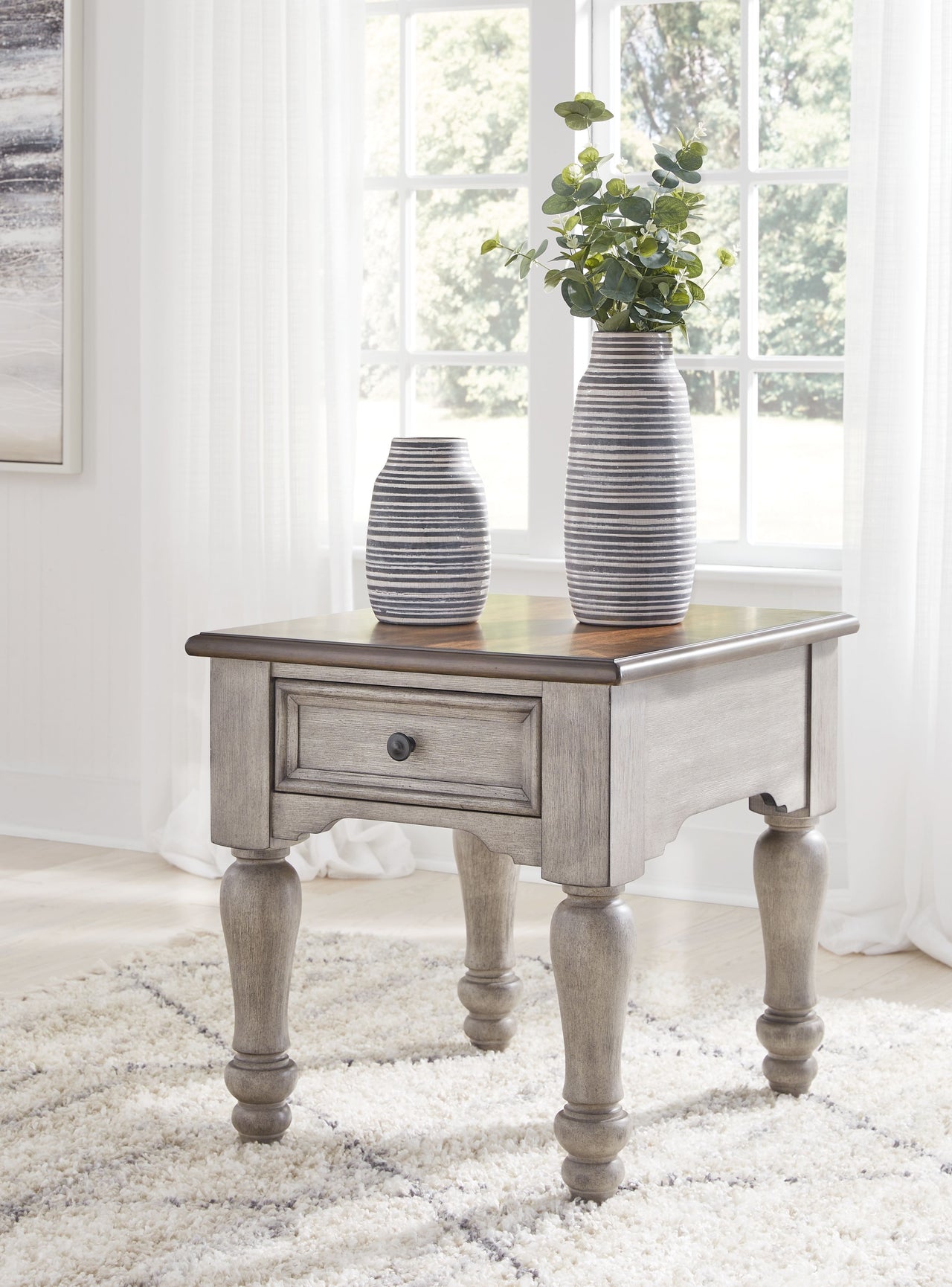 Lodenbay - Antique Gray / Brown - Rectangular End Table - Tony's Home Furnishings