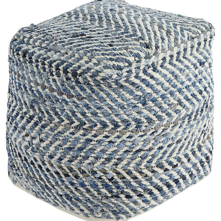 Chevron - Blue - Pouf Ashley Furniture 