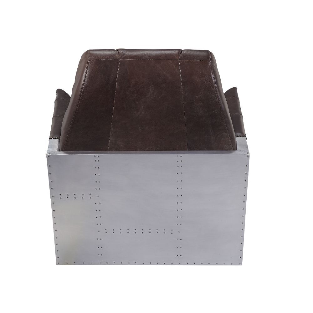 Brancaster - Accent Chair - Espresso Top Grain Leather & Aluminum ACME 