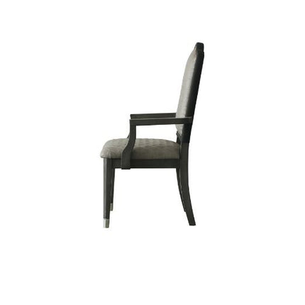 House - Beatrice Chair (Set of 2) - Two Tone Gray Fabric & Charcoal Finish ACME 