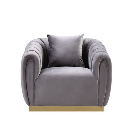 Elchanon - Chair - Gray Velvet & Gold Finish - 30" ACME 