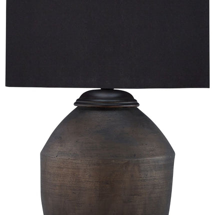 Naareman - Metallic Black - Terracotta Table Lamp - Tony's Home Furnishings