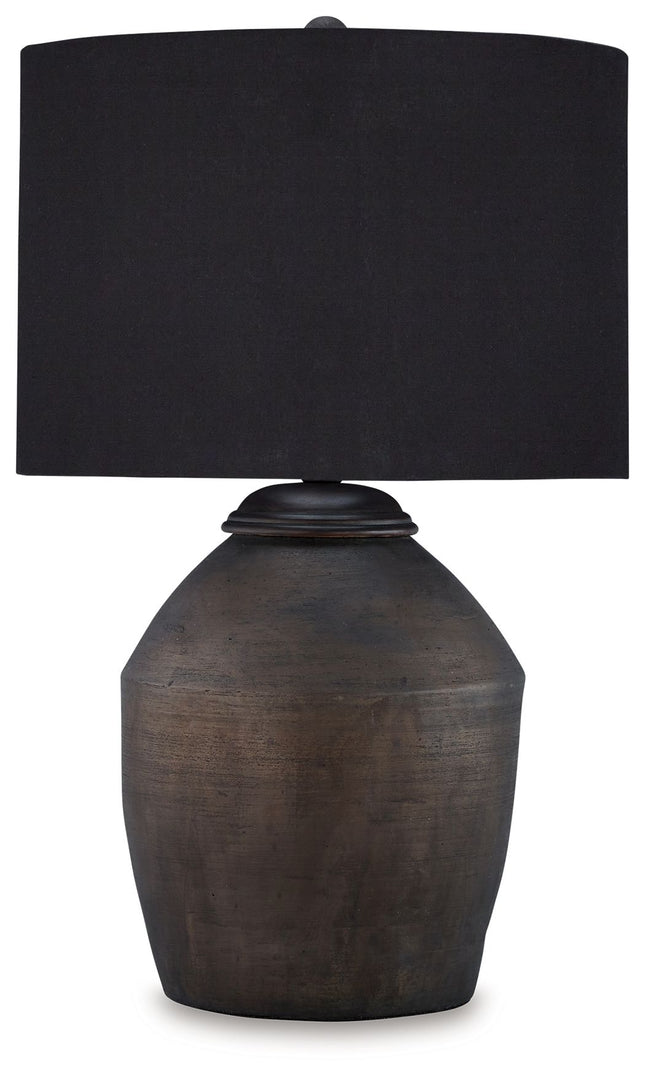 Naareman - Metallic Black - Terracotta Table Lamp - Tony's Home Furnishings