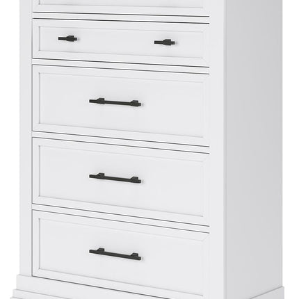 Ashbryn - White / Natural - Five Drawer Chest Benchcraft® 