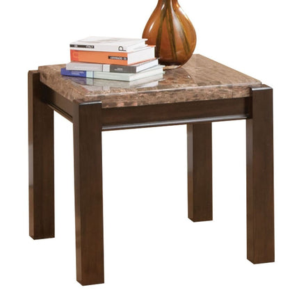 Dwayne - End Table With Marble Top - Walnut - Tony's Home Furnishings