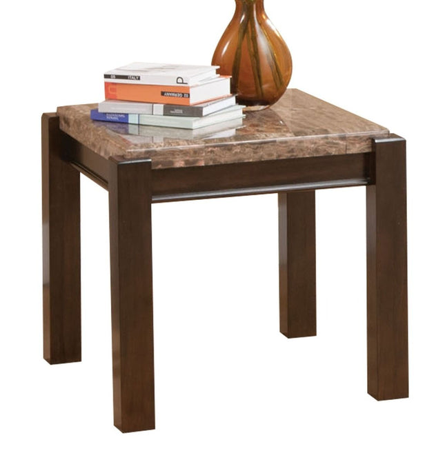 Dwayne - End Table With Marble Top - Walnut - Tony's Home Furnishings