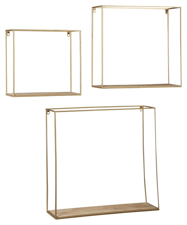 Efharis - Natural / Gold Finish - Wall Shelf Set (Set of 3) Ashley Furniture 