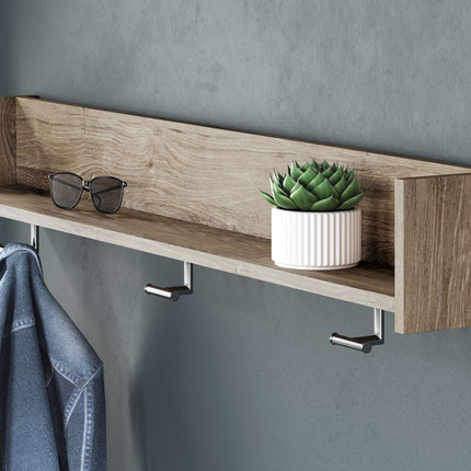 Oliah - Natural - Wall Mounted Coat Rack W/shelf Ashley Furniture 