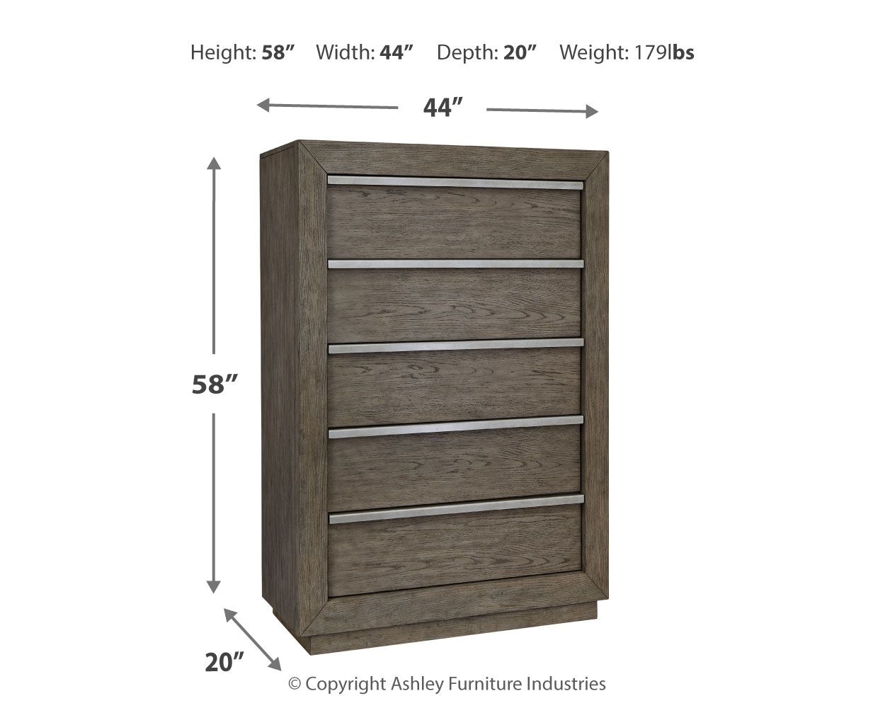 Anibecca - Weathered Gray - Five Drawer Chest - Tony's Home Furnishings