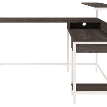 Dorrinson - White / Black / Gray - L-desk With Storage Ashley Furniture 