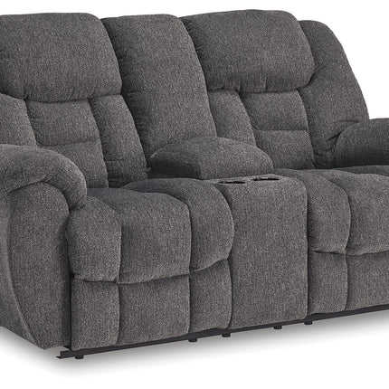 Foreside - Charcoal - Dbl Reclining Loveseat With Console Signature Design by Ashley® 