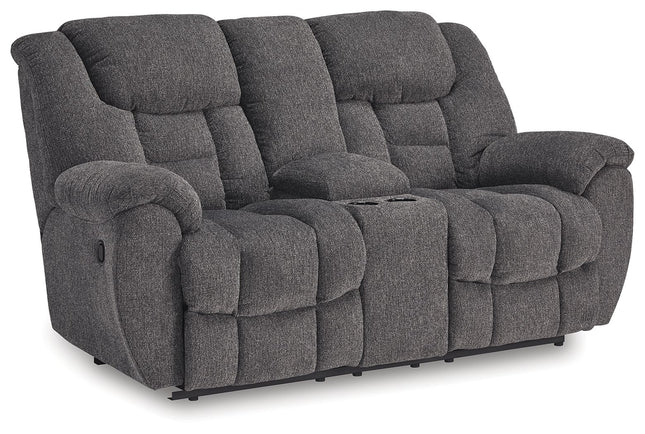 Foreside - Charcoal - Dbl Reclining Loveseat With Console Signature Design by Ashley® 