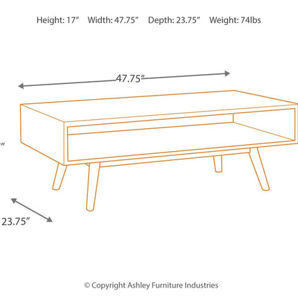 Kisper - Dark Brown - Rectangular Cocktail Table Ashley Furniture 