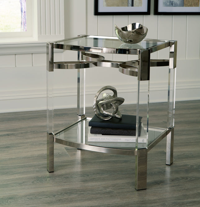 Chaseton - Clear / Silver Finish - Accent Table Ashley Furniture 