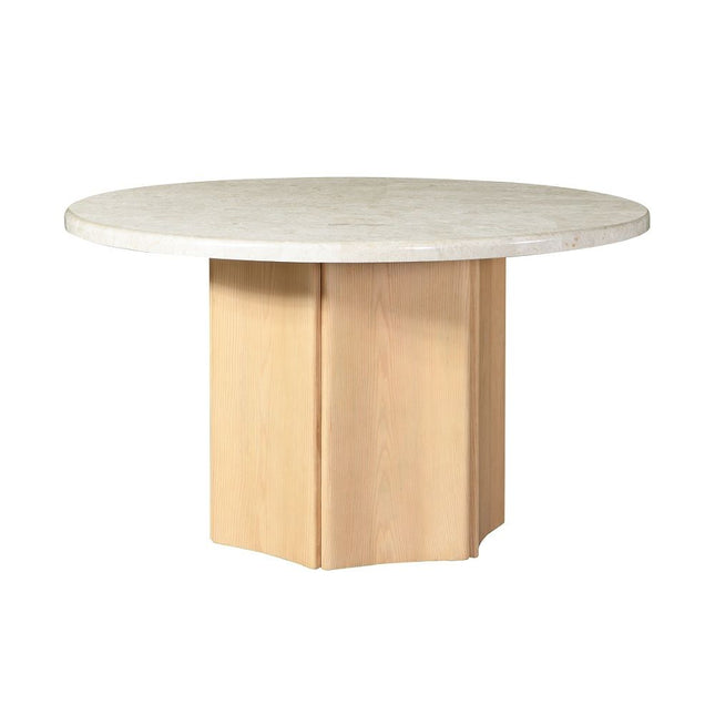 Adalynn - Round Dining Table With Marble Top - Gray & Weathered Gray Oak ACME 