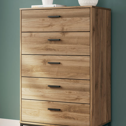 Deanlow - Honey - Five Drawer Chest Signature Design by Ashley® 