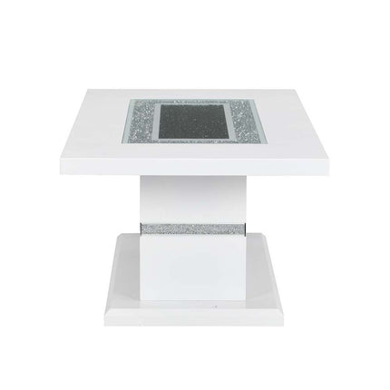 Elizaveta - Coffee Table - Faux Crystal Diamonds & White High Gloss Finish ACME 