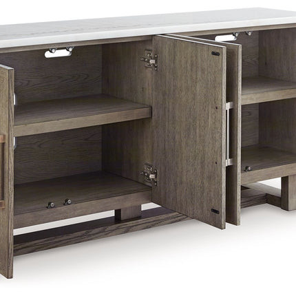 Loyaska - Grayish Brown / White - Extra Large TV Stand Signature Design by Ashley® 