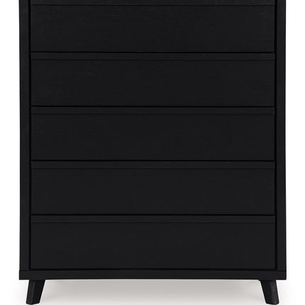 Danziar - Black - Five Drawer Wide Chest Signature Design by Ashley® 