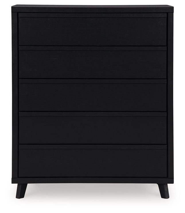 Danziar - Black - Five Drawer Wide Chest Signature Design by Ashley® 