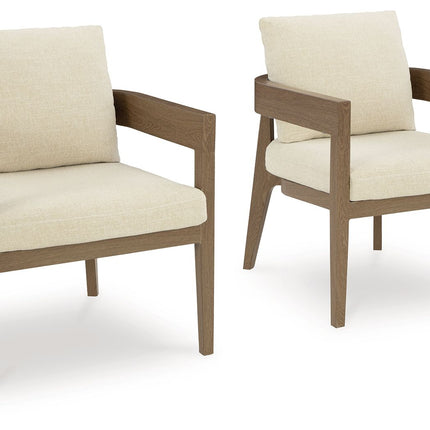 Serene Bay - Dark Brown / White - Arm Chair With Cushion (Set of 2) Signature Design by Ashley® 