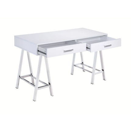 Coleen - Desk - White High Gloss & Chrome ACME 