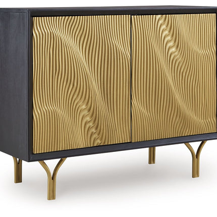 Tayner - Black / Gold Finish - Accent Cabinet - Tony's Home Furnishings