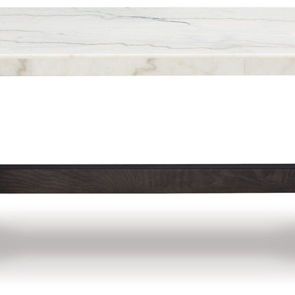 Burkhaus - White / Dark Brown - Rectangular Cocktail Table Signature Design by Ashley® 